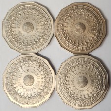 AUSTRALIA 1977 . FIFTY 50 CENTS COINS . QUEENS JUBILEE . 4 COINS